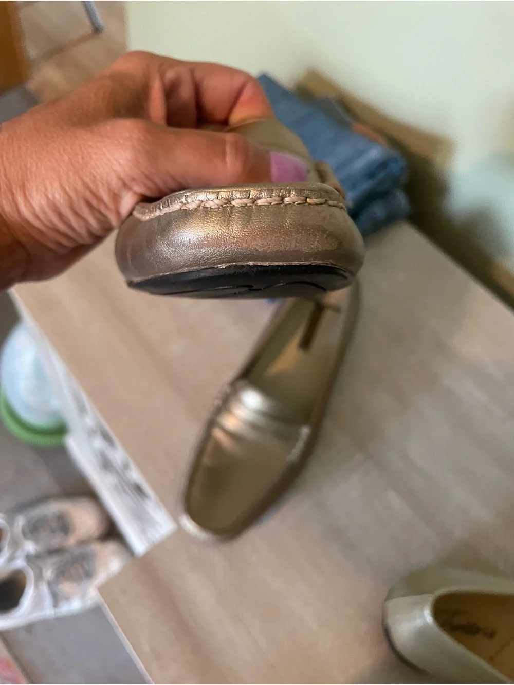 Trotter's Metallic Bronze Penny Loafers flats shoes slipons sz 10N leather